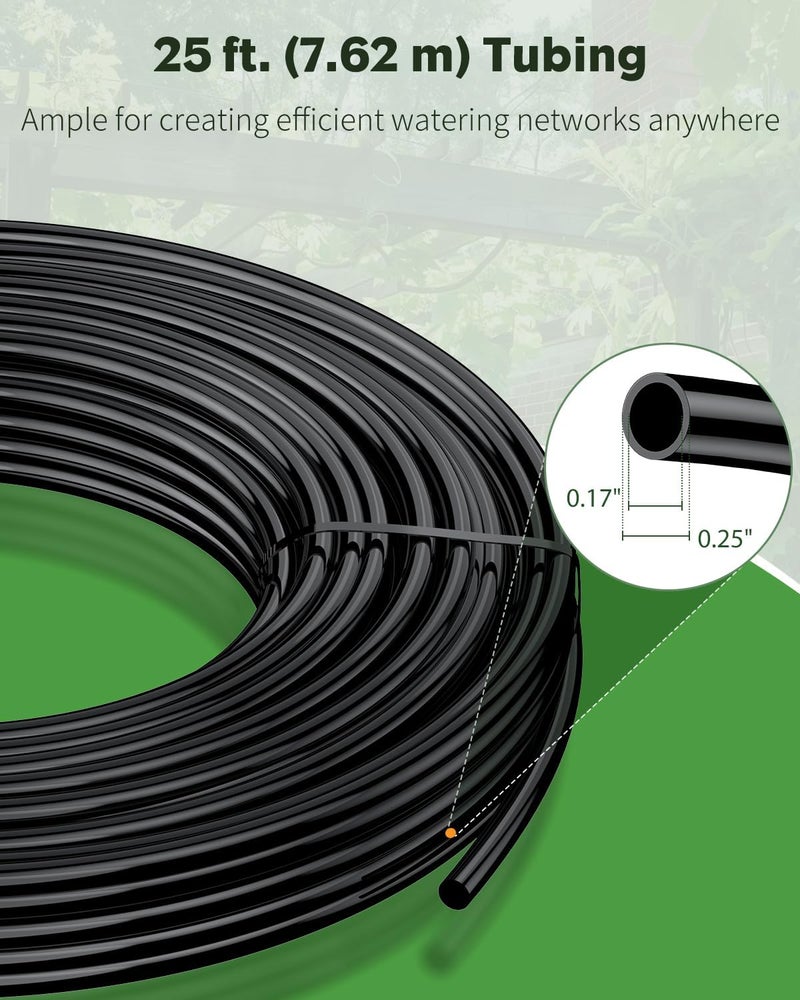Pawfly 25 ft. Drip Irrigation Tubing, 1/4 Inch Blank Distribution Tubing for Drip Irrigation System, PVC Drip Irrigation Line Hose Roll, Drip Irrigation Part for Garden Watering, Black - Image 2